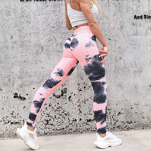 XCVBX Pantalón Pantalones de Mujer Mallas Ink Yoga Tie-Dye Pantalones Deportivos Push Up Ajustados y hasta La Cadera Pantalones Leggings de Moda