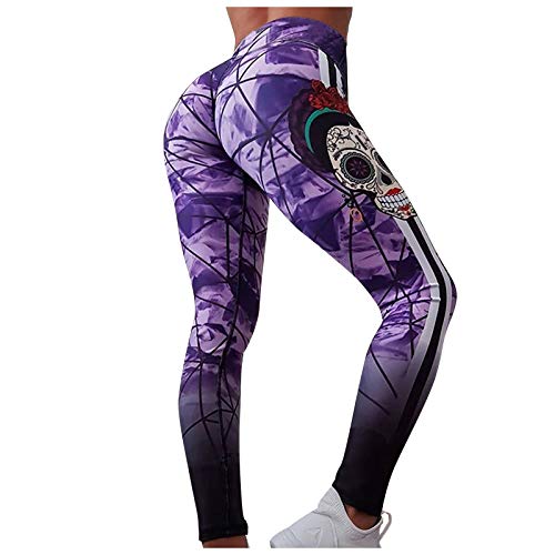 Xiantime 2021 Nuevo Pantalones de Yoga Mujer Leggins Talla Grande Estampado de Calavera,Damas Leggings Deportivos Imprimieron 3D Colores Caderas Delgadas Pantalones con Estampado de Leopardo Elástico