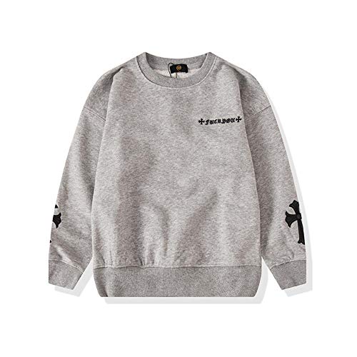 XIELH Tilani Niños '2020 Otoño/Invierno Marca Europea Y Americana De Moda De Manga Larga Camiseta Básica para Niños Grandes Sudadera para Niños Top con Cuello Redondo, Gris, 160Cm