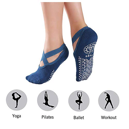 Yoga para Mujeres Full Toe Colchoneta Deporte Accesorios Yoga, Calcetín para Ballet, Barra Fitness, Danza, Calcetines Antideslizantes (4 Pares)