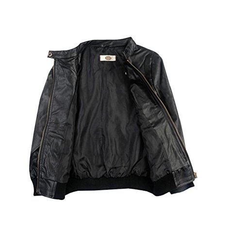 YoungSoul Cazadora Biker de Piel sintético de Invierno Chaqueta de imitación Cuero Abrigos de Vestir para Bebe niños Negro Etiqueta 150cm