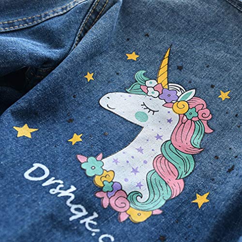 Yying Chaqueta Vaquera para Niñas, Bordado Moda Cazadora Denim Primavera Otoño Casual Mezclilla Abrigo Niños Desteñido Jean Jacket con Lentejuelas