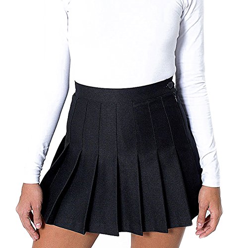 Yying Minifaldas Plisadas con Cintura Alta de Mujer Falda Escolar Skater de niñas Falda Negra XS