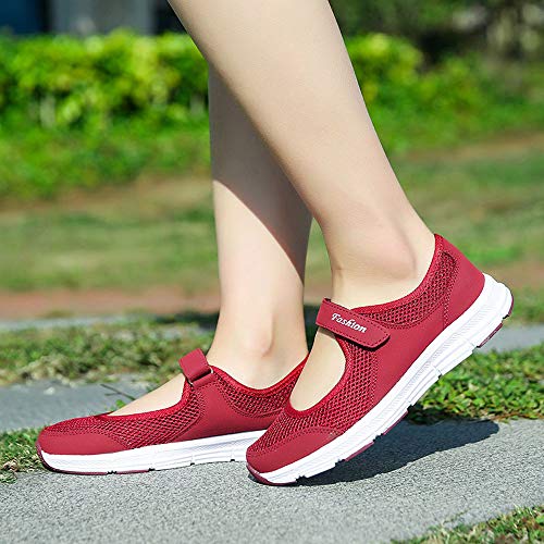 Zapatos Malla de Mujer de Velcro Deportivo de Calzado Casual Ligero Aire Libre y Deporte Transpirables Casual Zapatos Gimnasio Correr Sneakers Zapatillas de Deportivo Ligero y Comodo riou