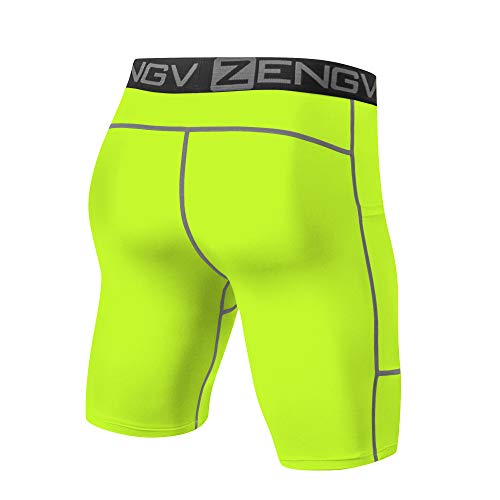 ZENGVEE 3 Piezas Mallas Cortas Hombre Running Pantalones Cortos Hombre de Mallas para Deporte, Fitness, Gym(Black Grey Yellow-M)