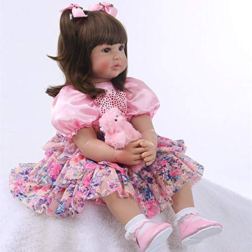 Zero Pam 60cm Reborn Silicona Muñecas De Bebé De Aspecto Real 24 Pulgadas Muñecas Renacidas para Niños Princesa Púrpura Tutú Falda Niñas Muñecas De Silicona Reborn Baby Dolls for Girls