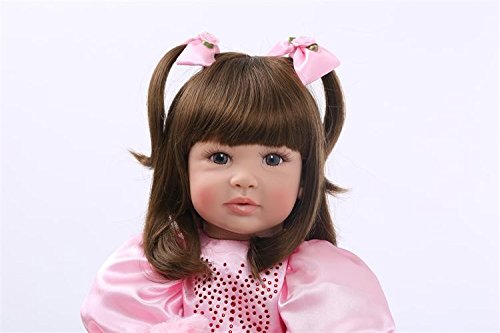 Zero Pam 60cm Reborn Silicona Muñecas De Bebé De Aspecto Real 24 Pulgadas Muñecas Renacidas para Niños Princesa Púrpura Tutú Falda Niñas Muñecas De Silicona Reborn Baby Dolls for Girls