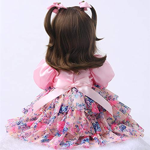 Zero Pam 60cm Reborn Silicona Muñecas De Bebé De Aspecto Real 24 Pulgadas Muñecas Renacidas para Niños Princesa Púrpura Tutú Falda Niñas Muñecas De Silicona Reborn Baby Dolls for Girls