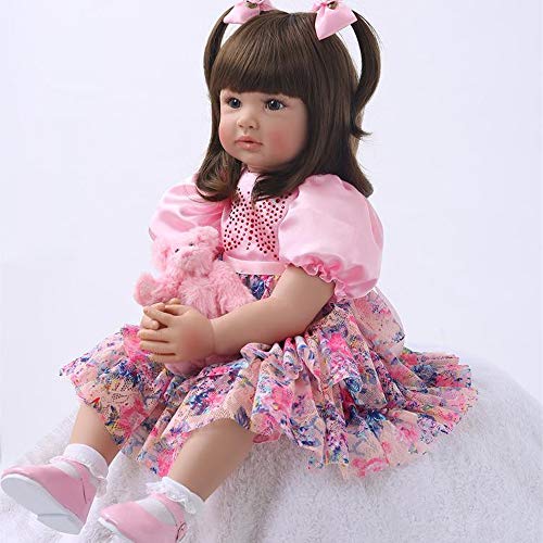 Zero Pam 60cm Reborn Silicona Muñecas De Bebé De Aspecto Real 24 Pulgadas Muñecas Renacidas para Niños Princesa Púrpura Tutú Falda Niñas Muñecas De Silicona Reborn Baby Dolls for Girls