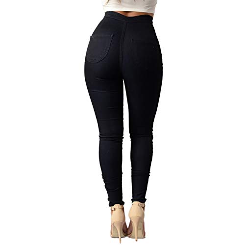 ZKOO Cintura Alta Pantalones Jeans Mujer Elástico Flacos Vaqueros Leggings Push up Mezclilla Pantalones Negro