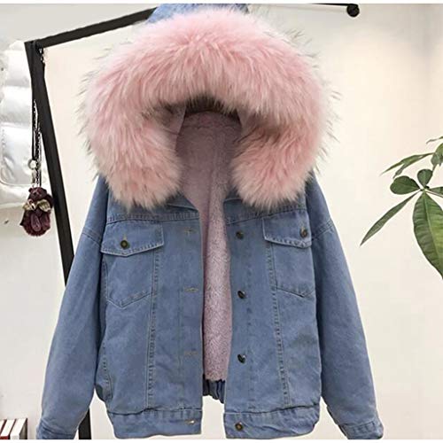 ZODOF Chaqueta Vaquera Mujer Invierno Calentar Abrigo Corto Denim Collar Chaquetas Delgado Encapuchado Desgastar Abrigos Hooded Outwear Coats