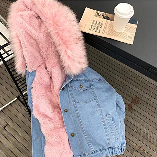 ZODOF Chaqueta Vaquera Mujer Invierno Calentar Abrigo Corto Denim Collar Chaquetas Delgado Encapuchado Desgastar Abrigos Hooded Outwear Coats