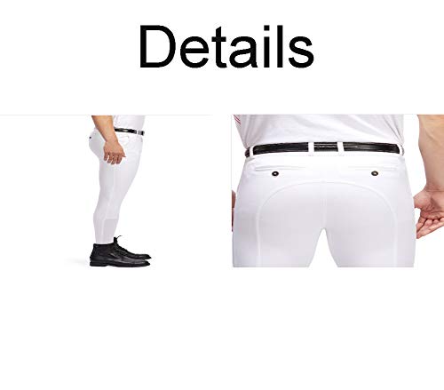 Zzzzy Pantalones de Montar a Caballo de los Hombres, pantalón de Montar Flexible del Invierno, diseño del Remiendo del Lado de la Rodilla, Suave, Respirable,White,S