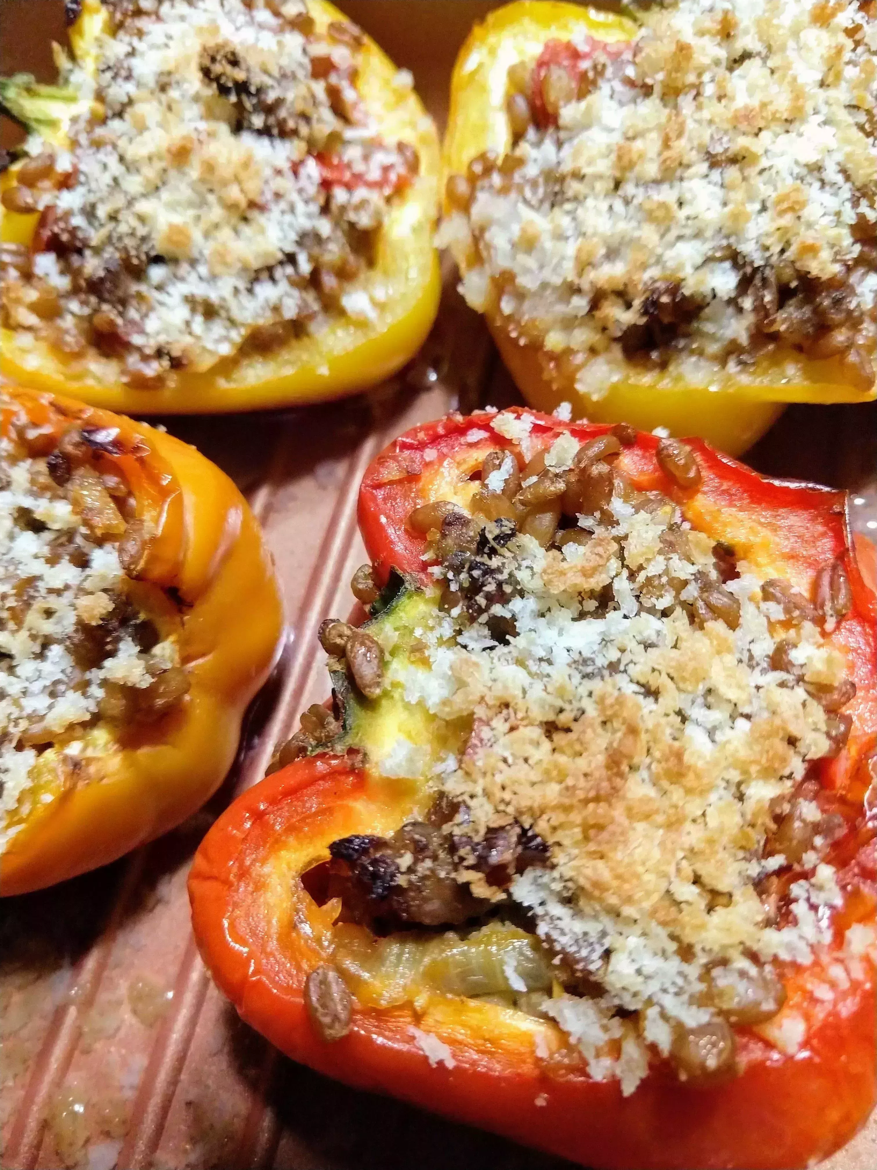 closeup of stuffed peppers