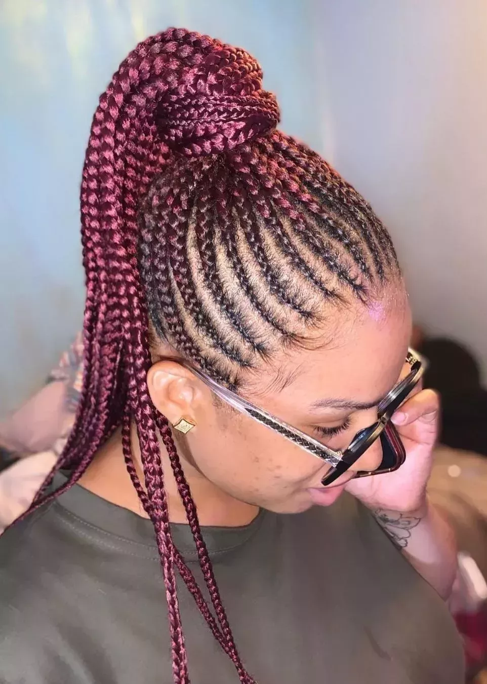 Black to Maroon, Thin to Thick Braids