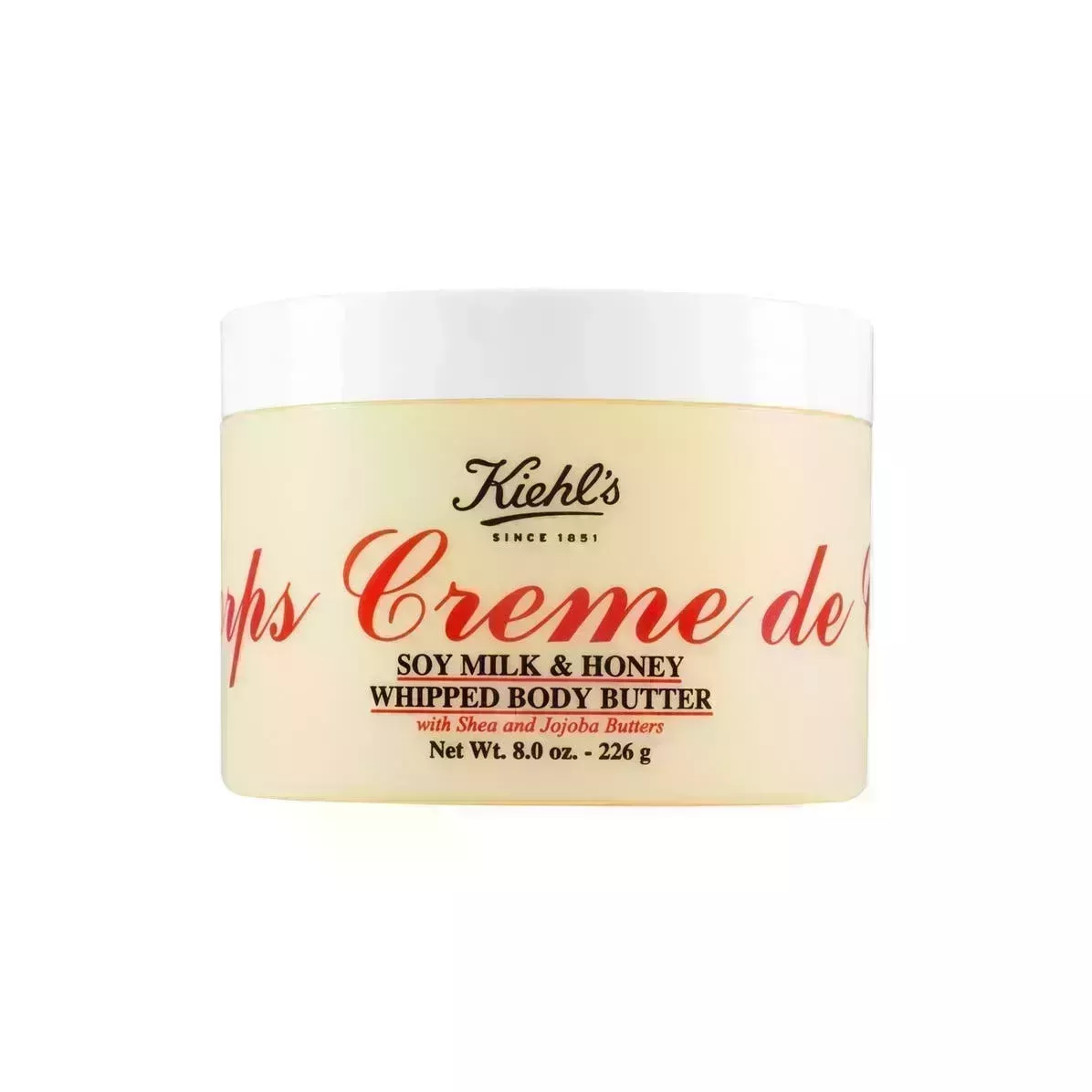 Kiehl's Creme de Corps Soy Milk & Honey Whipped Body Butter on white background