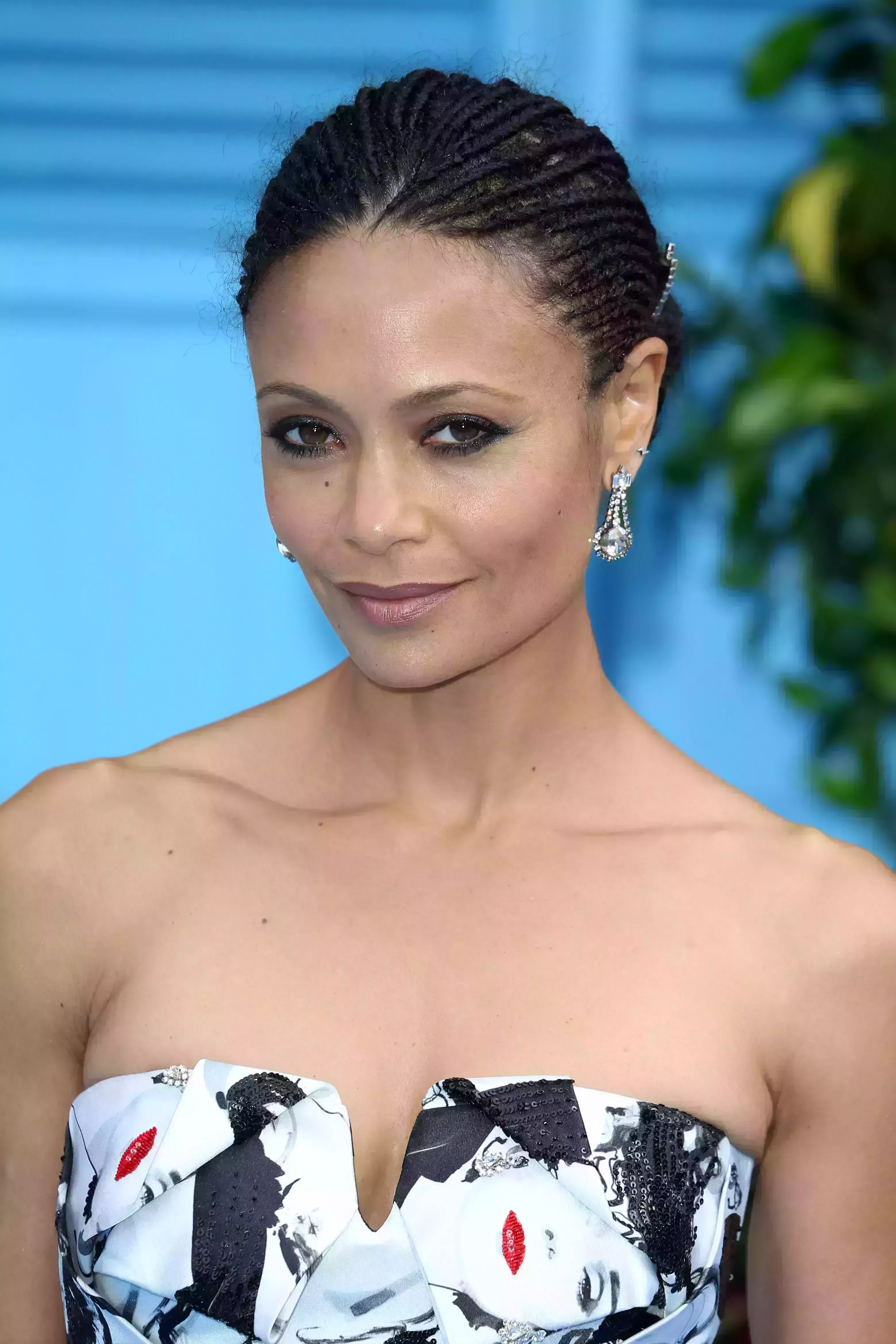 Thandie Newton’s Slicked-Back Cornrow Updo