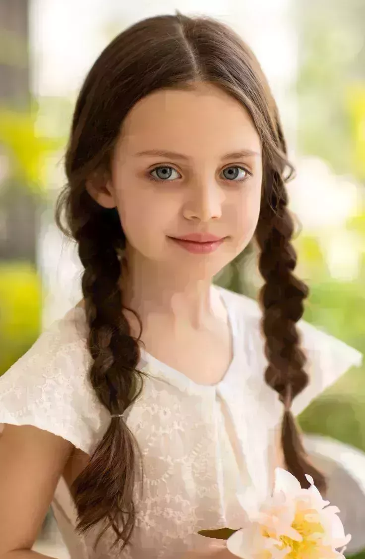 Girl in Twin Braids