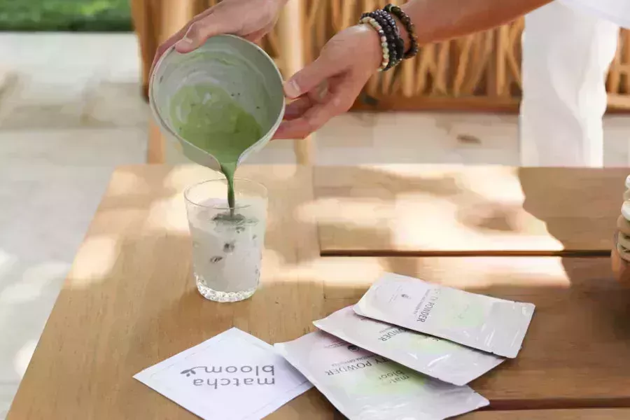 poosh matcha bar at poolside event