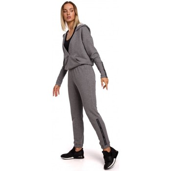 Moe Pantalón fluido M553 Pantalones jogger con franja del logotipo - gris