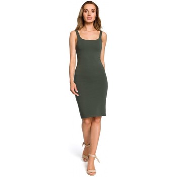 Moe Vestido M414 Vestido bodycon de tirantes gruesos - verde militar