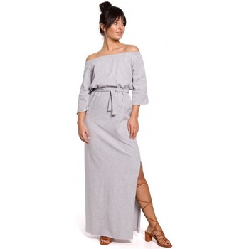 Be Vestidos B146 Vestido maxi sin hombros - gris