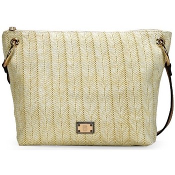 Bosanova Bandolera Bolso rafia beige con logo