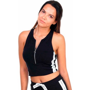 Kendall + Kylie Camiseta Top Kendall Kylie Stripe para mujer Negro