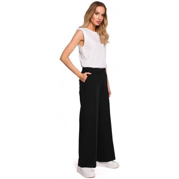 Moe Pantalón fluido M570 Pantalones de pierna arrugada - negro