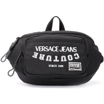 Versace Jeans Couture Bolso Riñonera negra con logotipo bordado