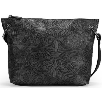 Bosanova Bandolera Bolso negro con grabado floral