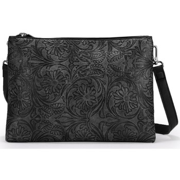 Bosanova Bandolera Bolso negro con grabado floral