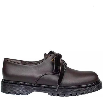 Gennia Zapatos Mujer Oxford Blucher Zapatos Casual Piel Marron Cordones - KRISTEL