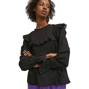 Compania Fantastica Blusa Top Liso De Manga Abullonada Con Volante de