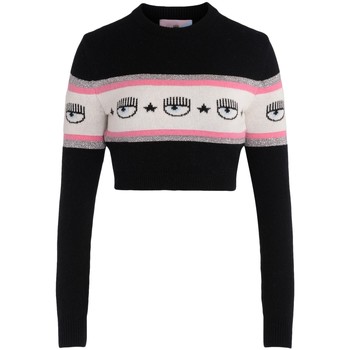 Chiara Ferragni Jersey Suéter cropped Chiara Ferragni Logomania negro, blanco y