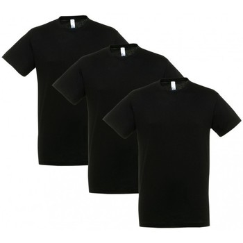 Sols Camiseta PACK 3 CAMISETAS NEGRAS COTTON