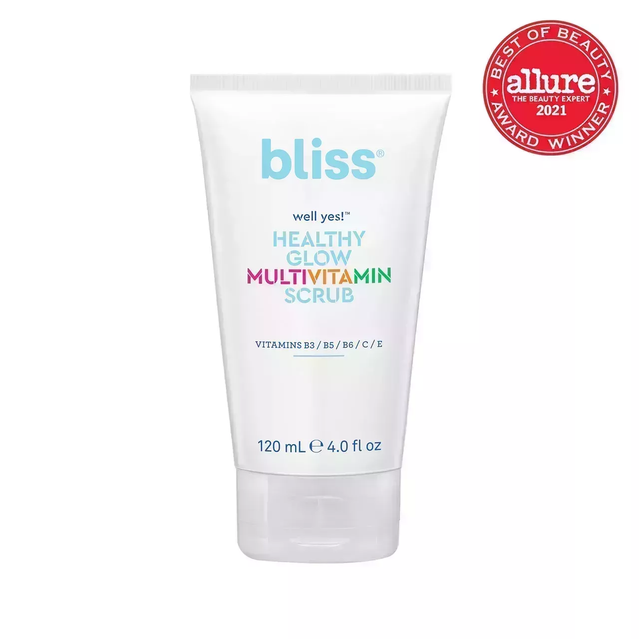 Bliss Well Yes! Healthy Glow Multivitamin Scrub on white background