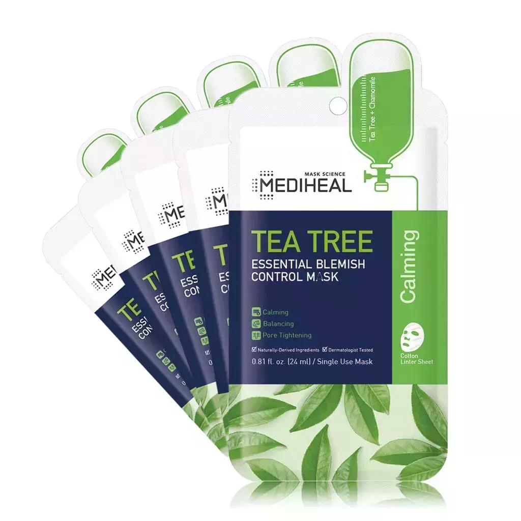 Mediheal Tea Tree Essential Blemish Control Mask on white background 