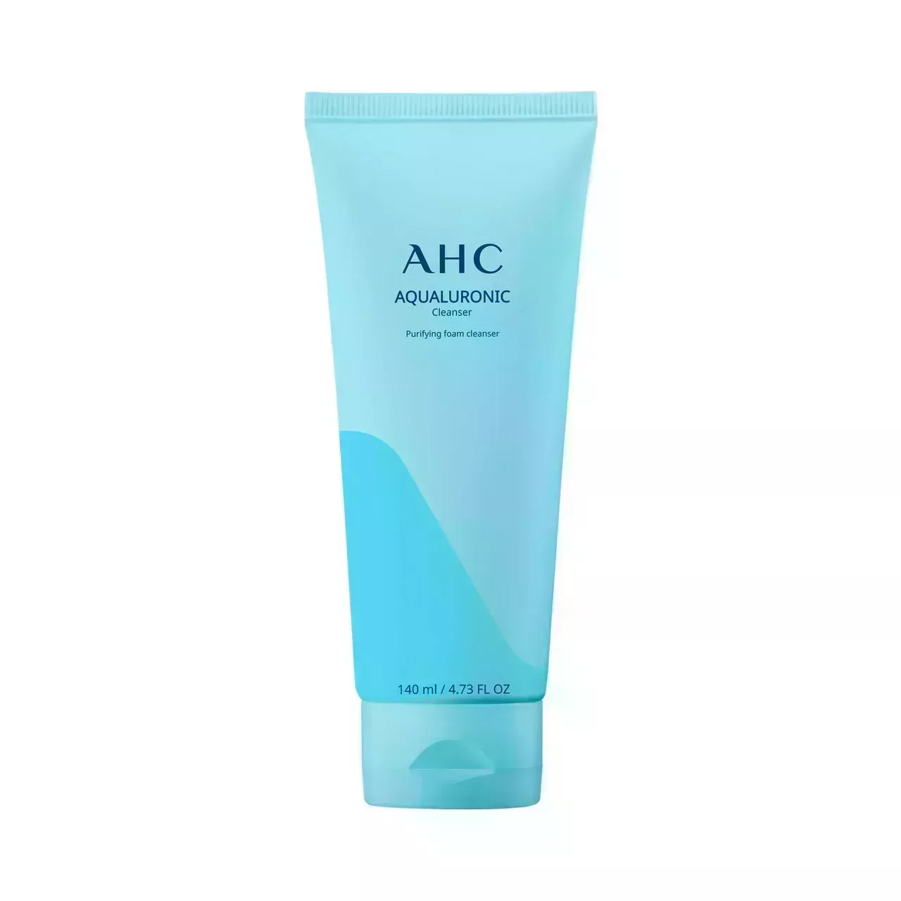 Blue tube of AHC Aqualuronic Cleanser on a white background