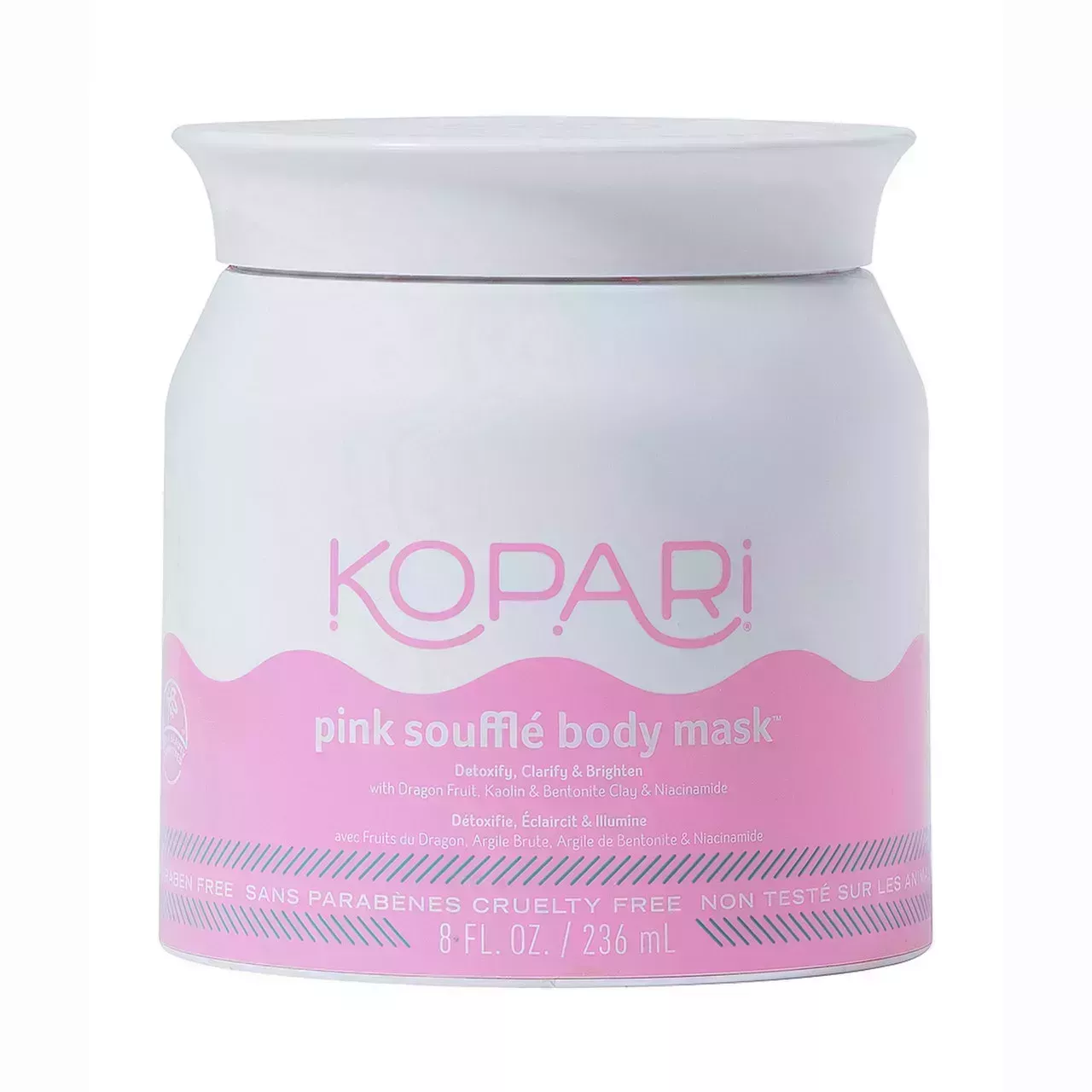 jar of kopari body souffle mask on a white background