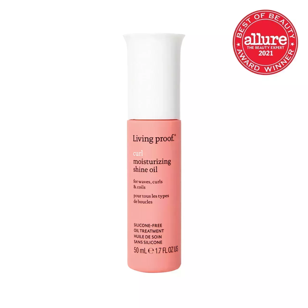 Living Proof Curl Moisturizing Shine Oil on white background