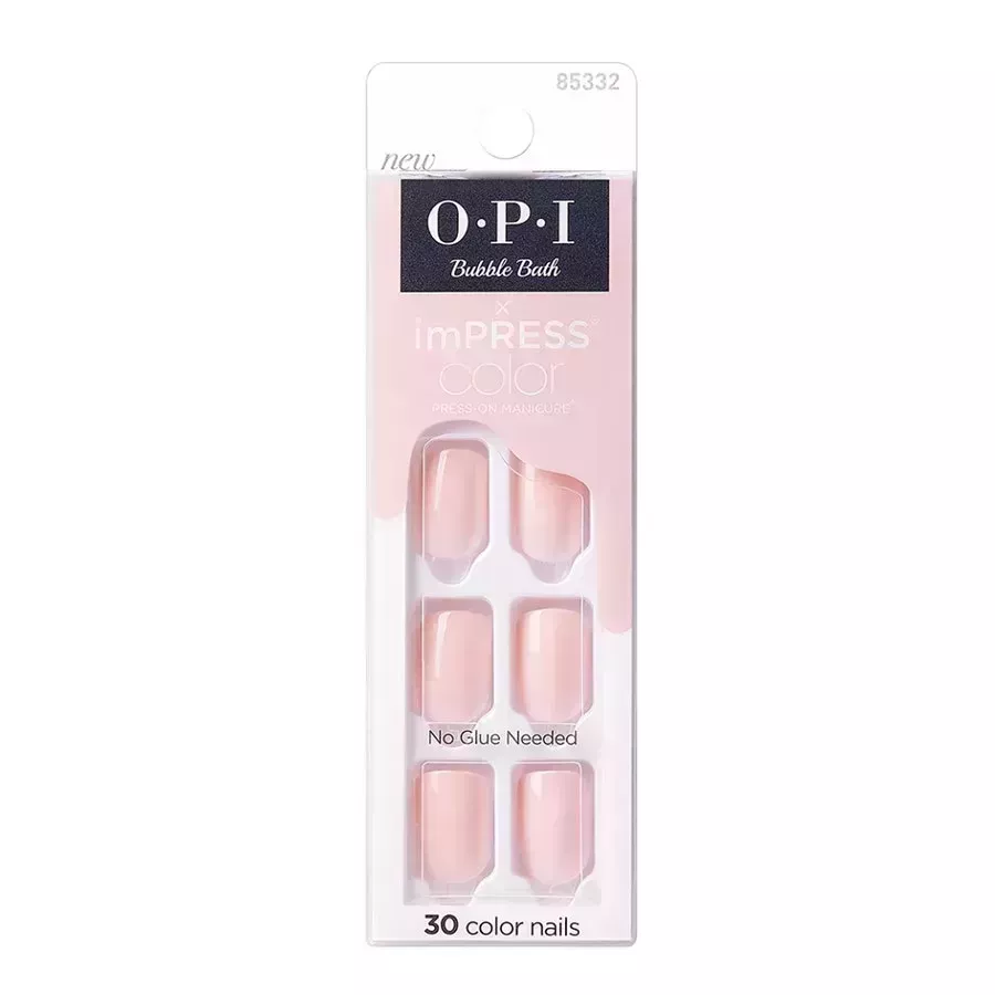 Kiss Nails Bubble Bath imPRESS Color X OPI Press-On Manicure on white background