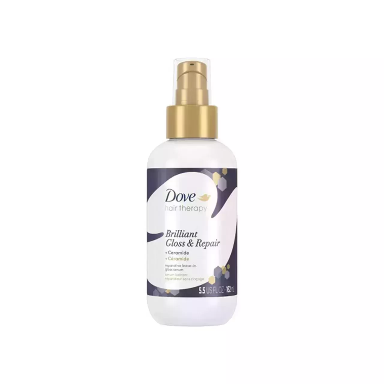 Dove Hair Therapy Brilliant Gloss & Repair Serum on white background