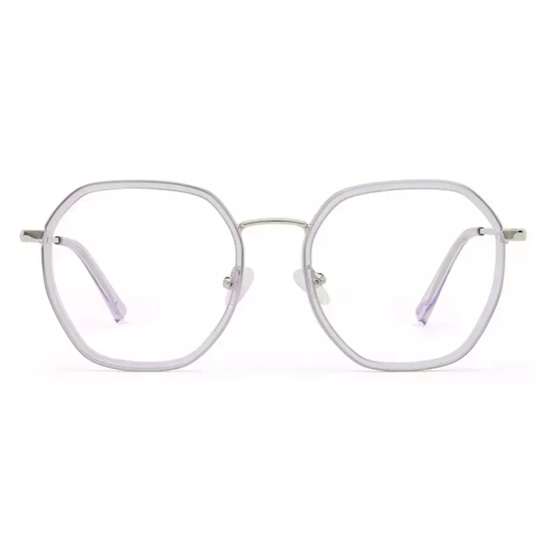 Liingo Jules rounded clear glasses in white background