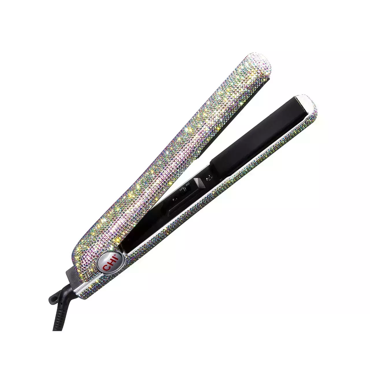 CHI The Sparkler 1" Lava Ceramic Hairstyling Iron rhinestone covered flat iron on white background