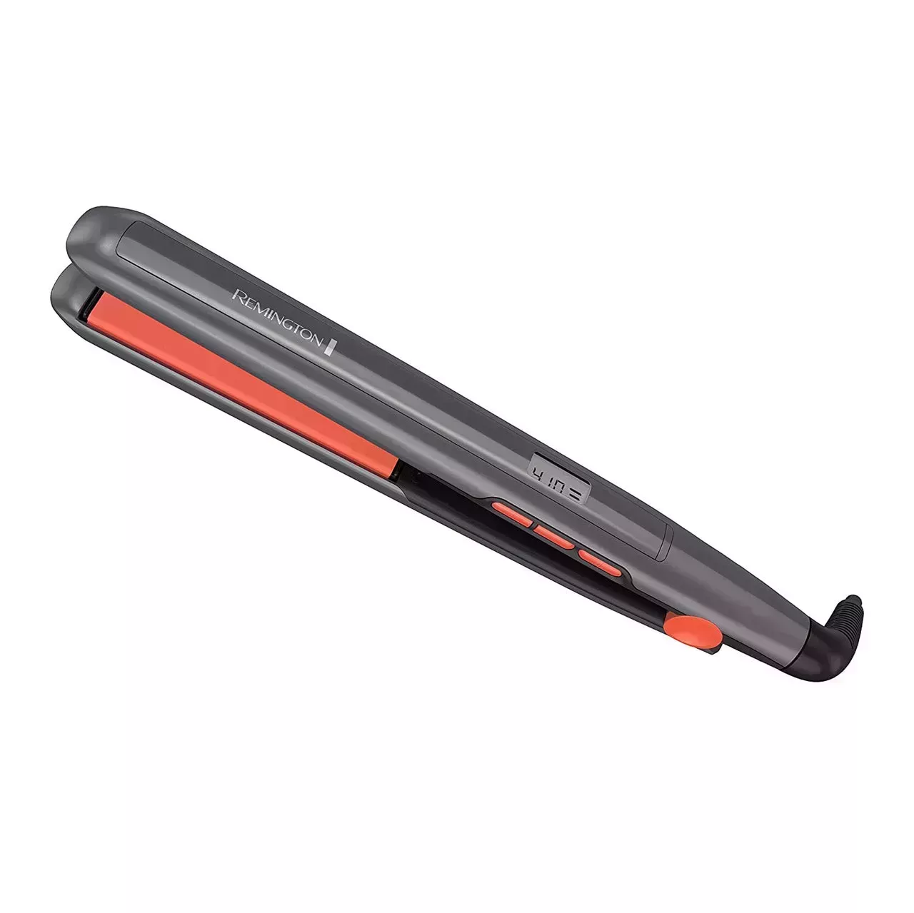 Remington Anti-Static Flat Iron with Floating Ceramic Plates dark gray and orange flat iron on white background