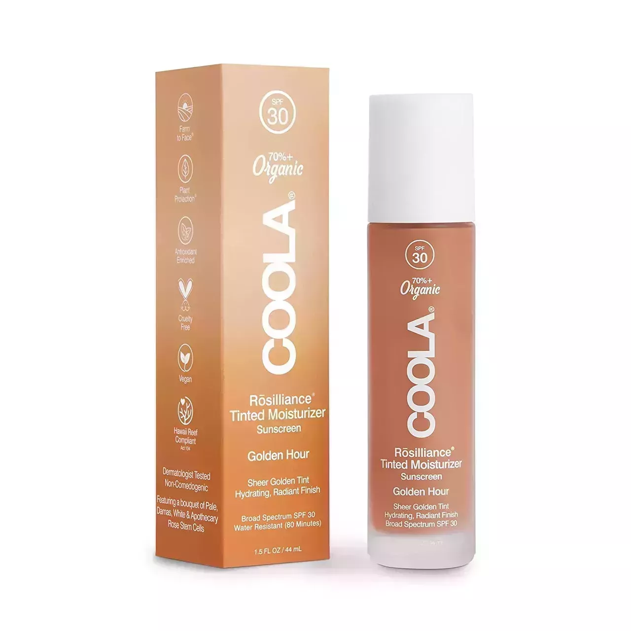 Coola Organic Rosilliance BB Cream Tinted Moisturizer on white background