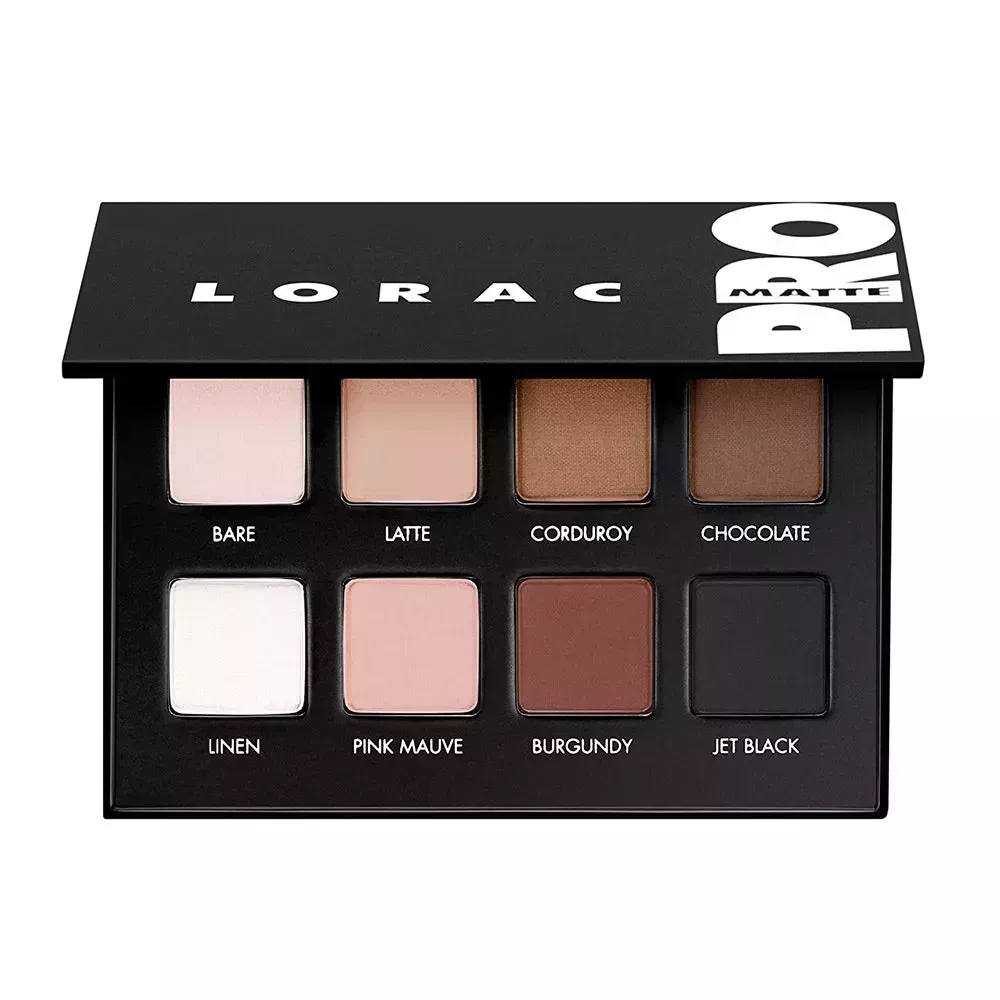 Lorac Pro Matte Eyeshadow Palette on white background