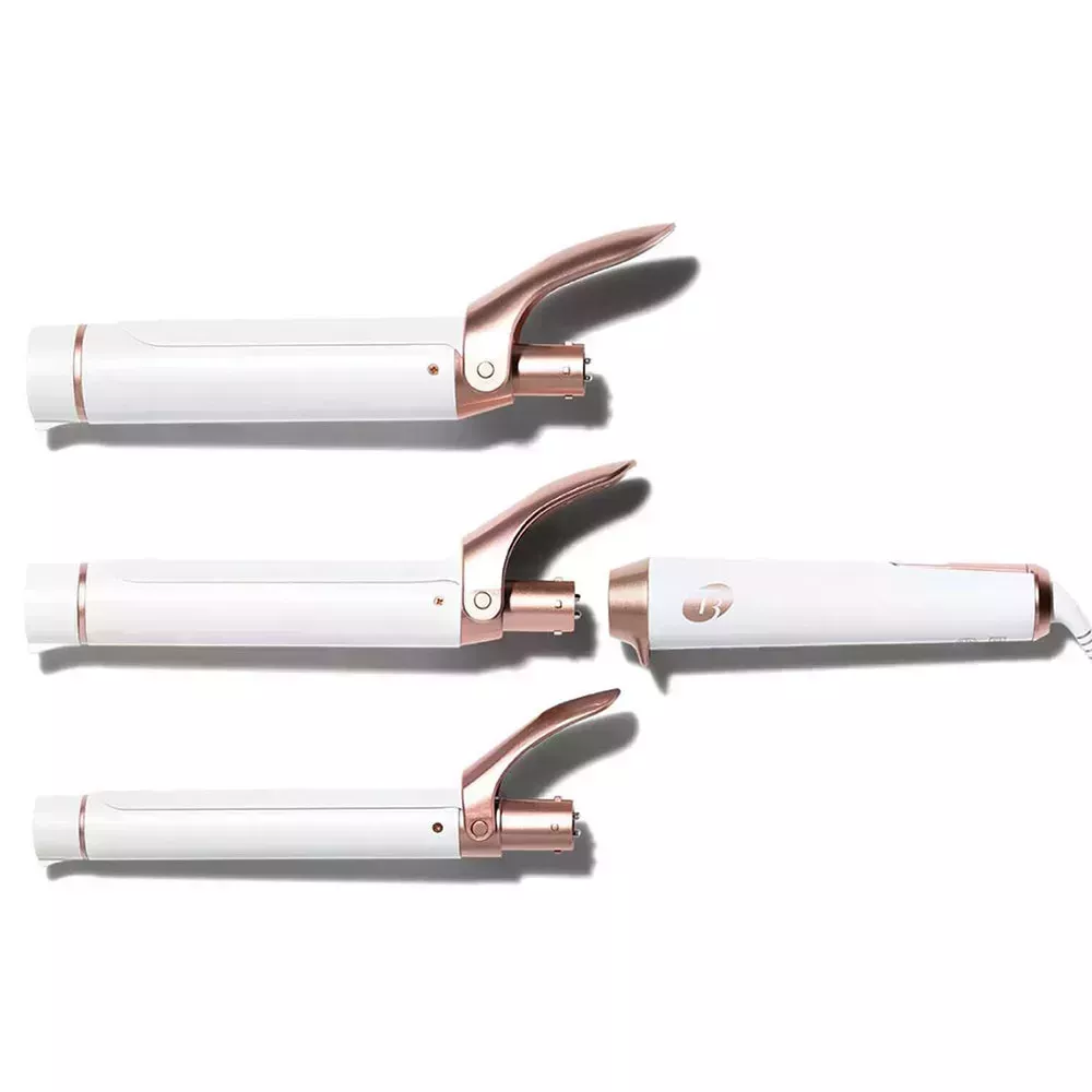 T3 Twirl Trio Interchangeable Clip Barrel Iron on white background