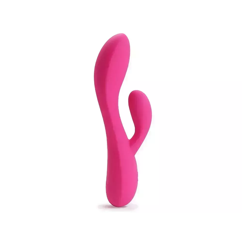 plusOne Dual Vibrating Massager hot pink vibrator on white background